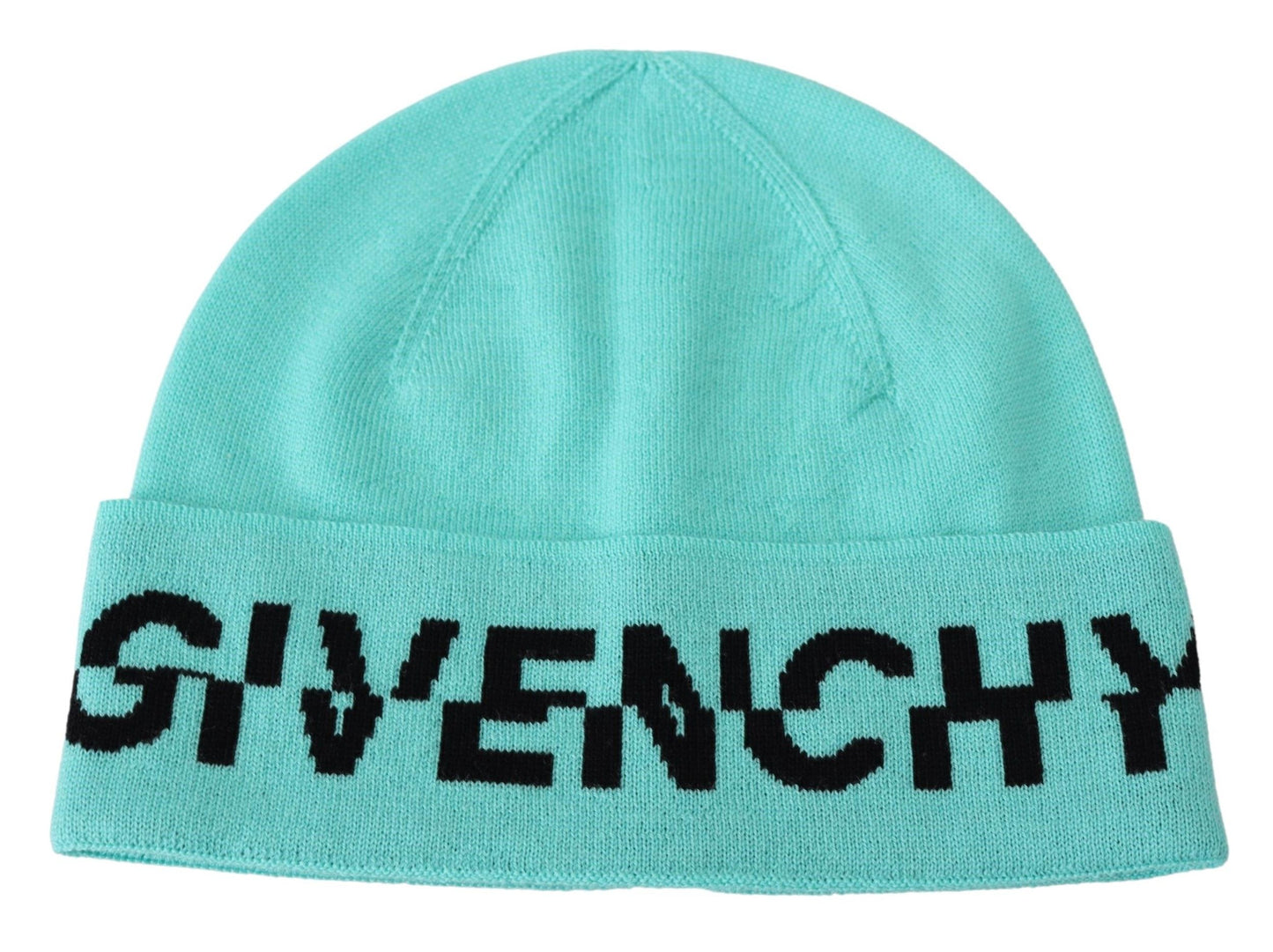 Givenchy Aquamarine Green Wool Beanie with Signature Logo - MARANOS