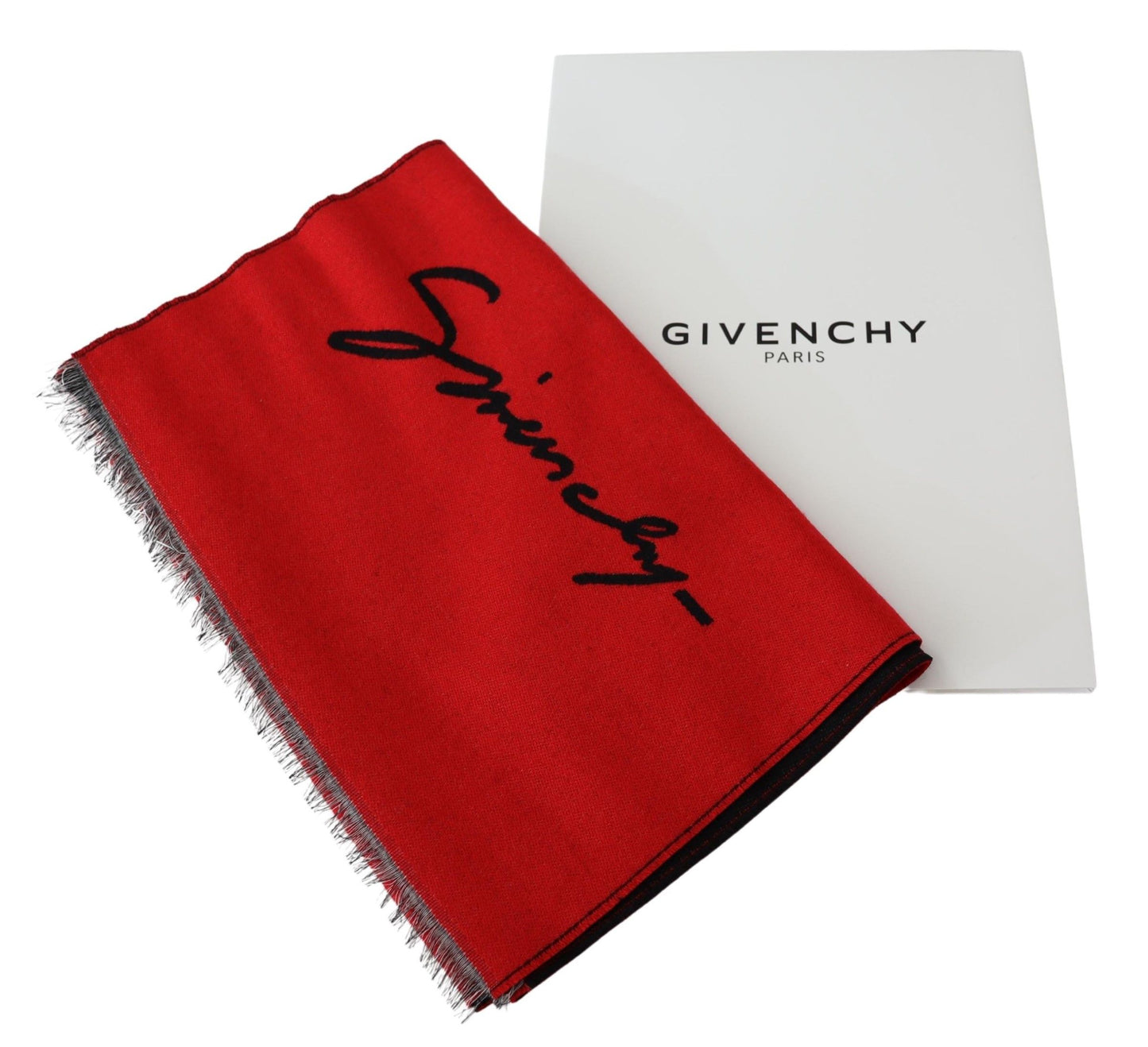 Givenchy Elegant Red Wool Blend Unisex Scarf - MARANOS