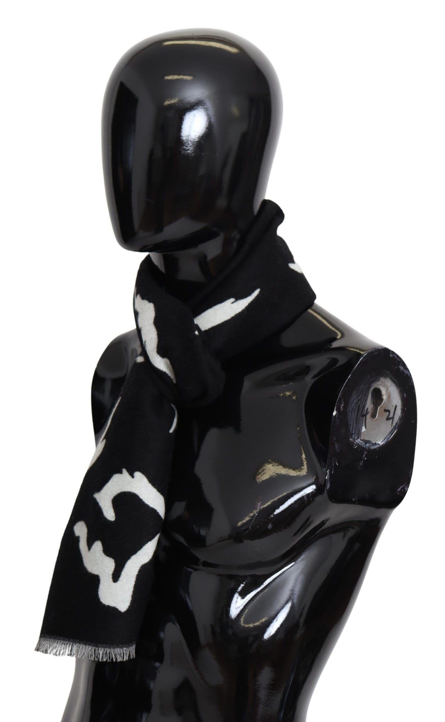 Givenchy Elegant Unisex Wool-Silk Scarf in Black & White - MARANOS