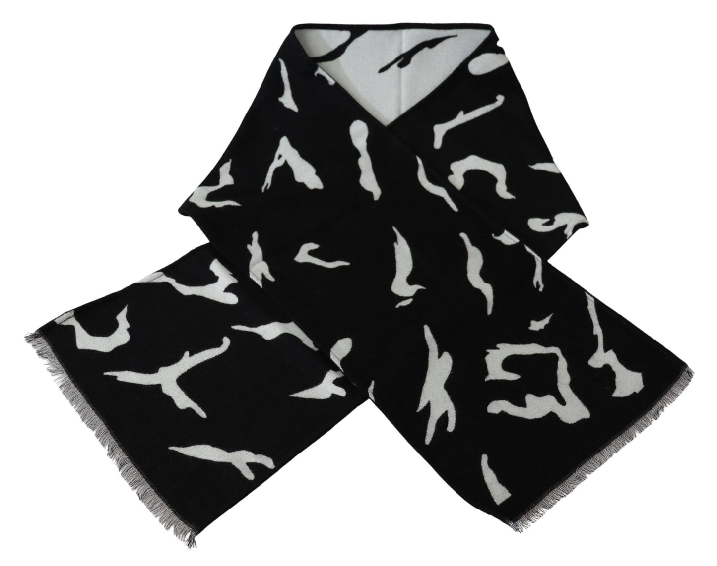 Givenchy Elegant Unisex Wool-Silk Scarf in Black & White - MARANOS