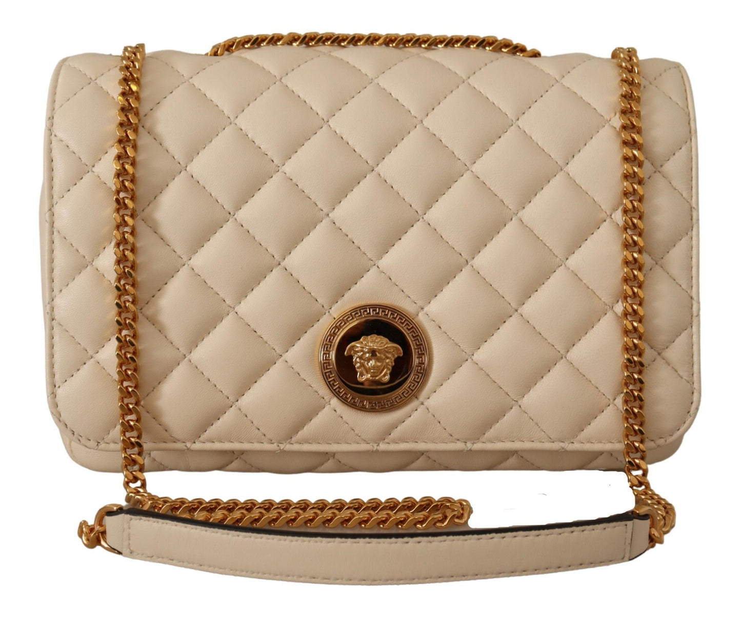 Versace Elegant White Nappa Leather Shoulder Bag - MARANOS