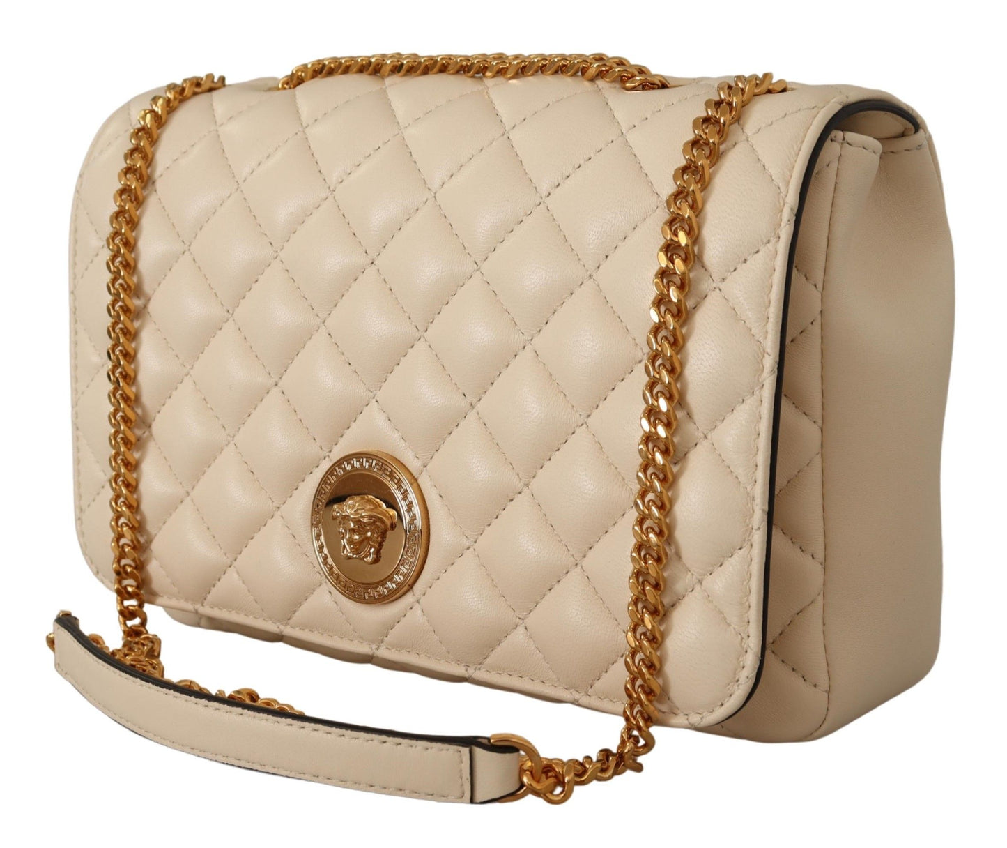Versace Elegant White Nappa Leather Shoulder Bag - MARANOS