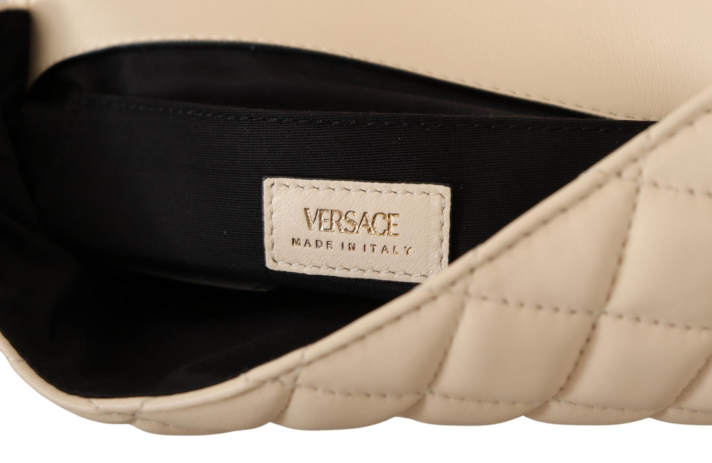 Versace Elegant White Nappa Leather Shoulder Bag - MARANOS