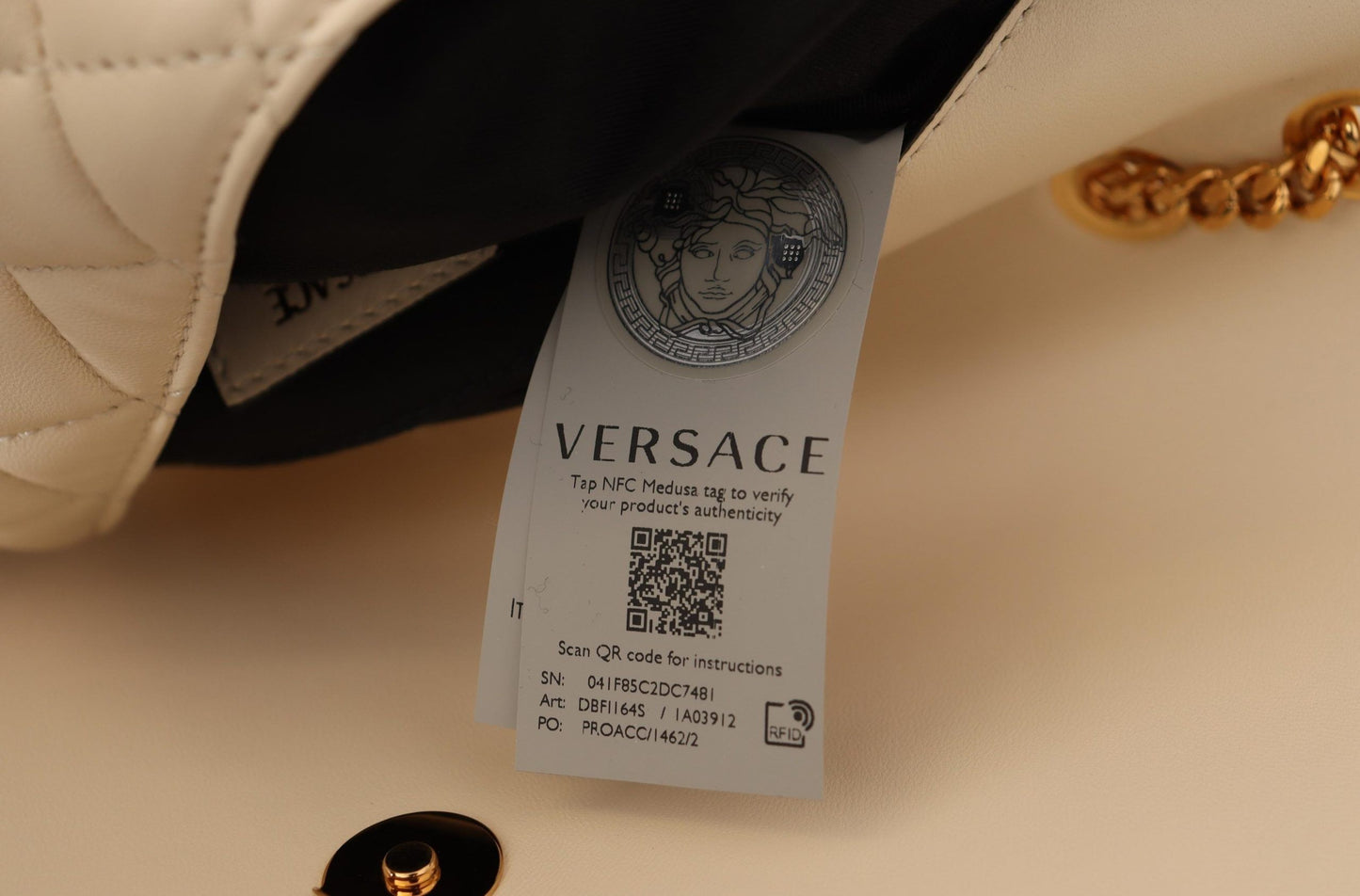 Versace Elegant White Nappa Leather Shoulder Bag - MARANOS