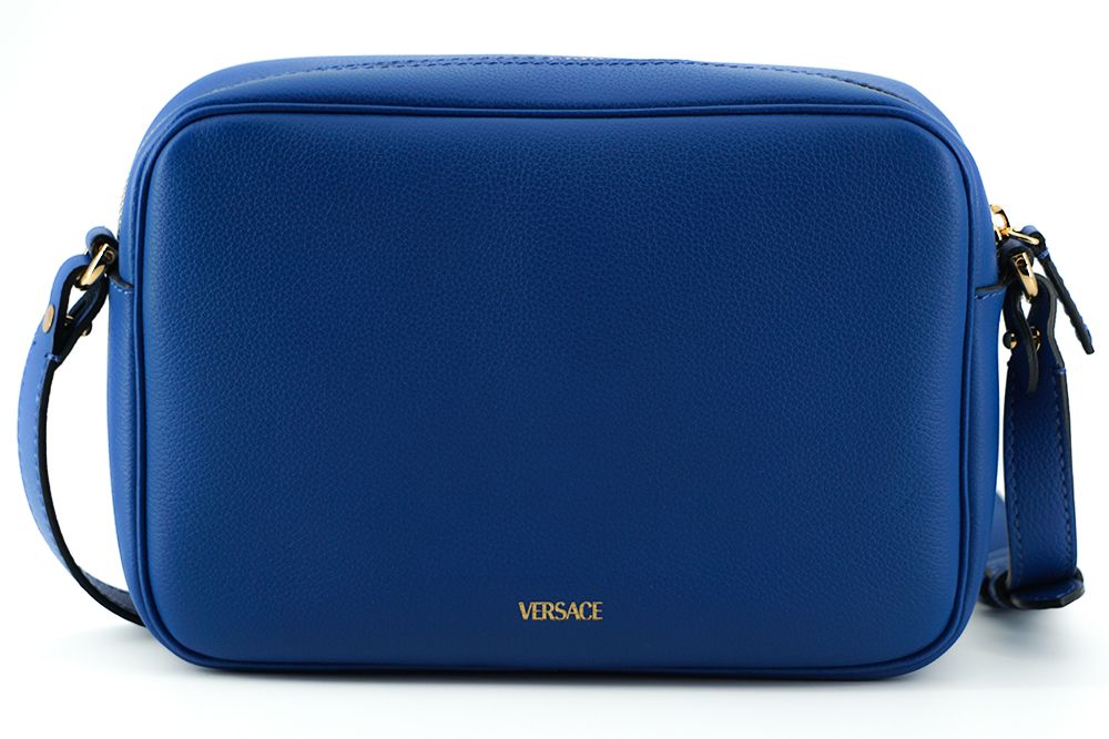 Versace Elegant Blue Calf Leather Camera Case Bag - MARANOS