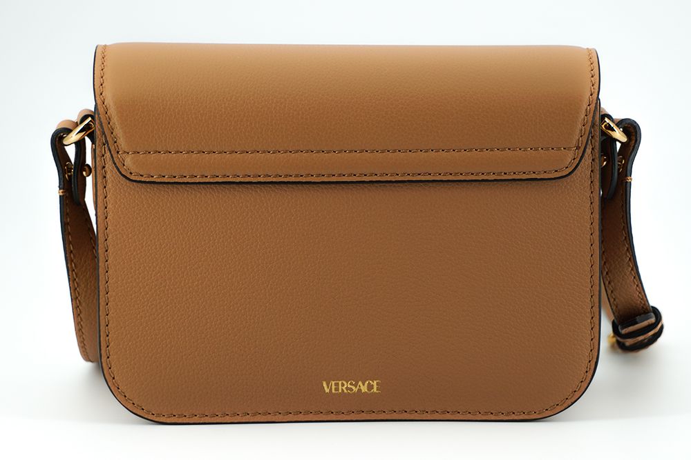 Versace Elegant Calf Leather Shoulder Bag in Brown - MARANOS
