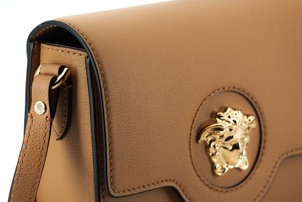 Versace Elegant Calf Leather Shoulder Bag in Brown - MARANOS