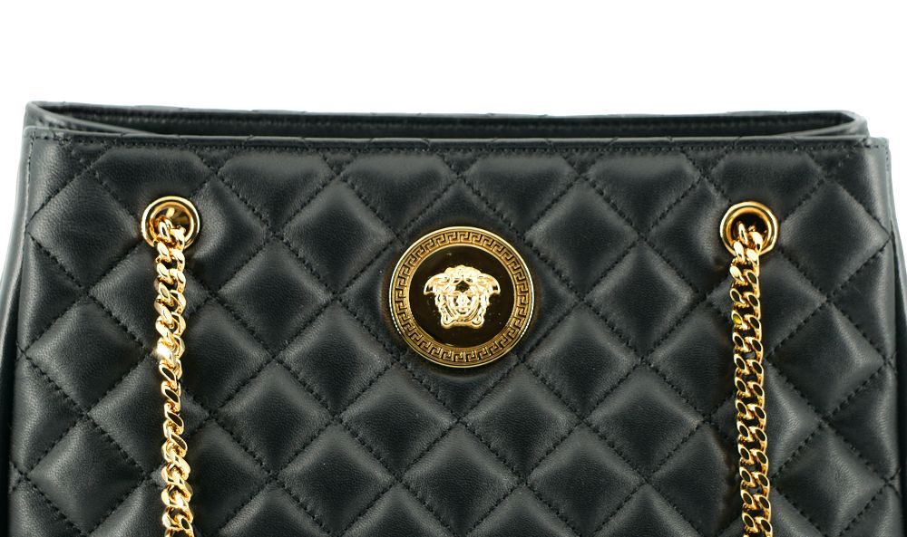 Versace Elegant Quilted Nappa Leather Tote Bag - MARANOS