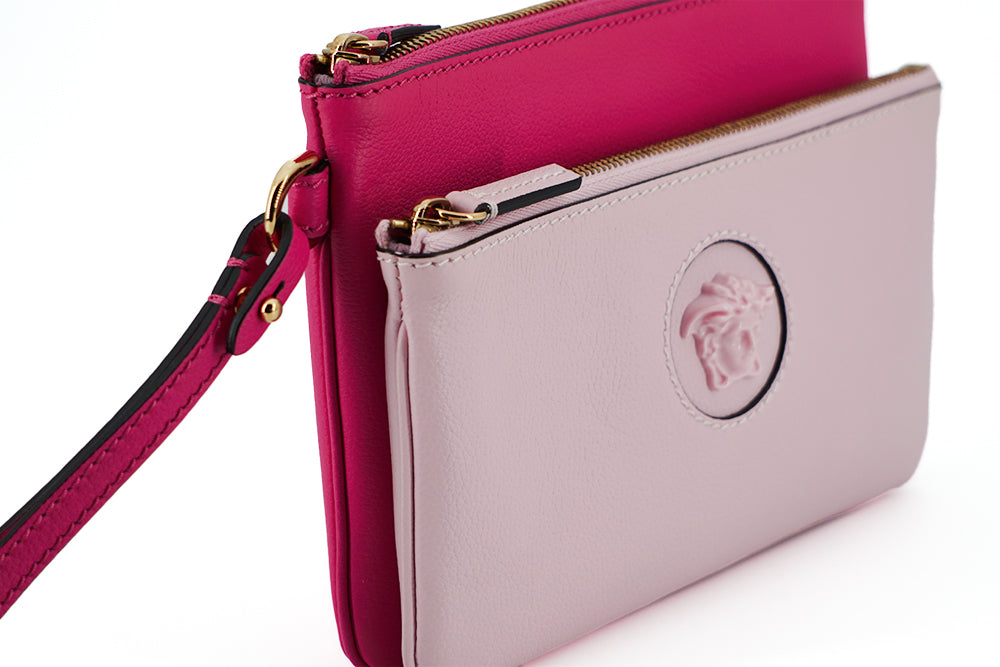 Versace Elegant Pink Leather Pouch Clutch - MARANOS