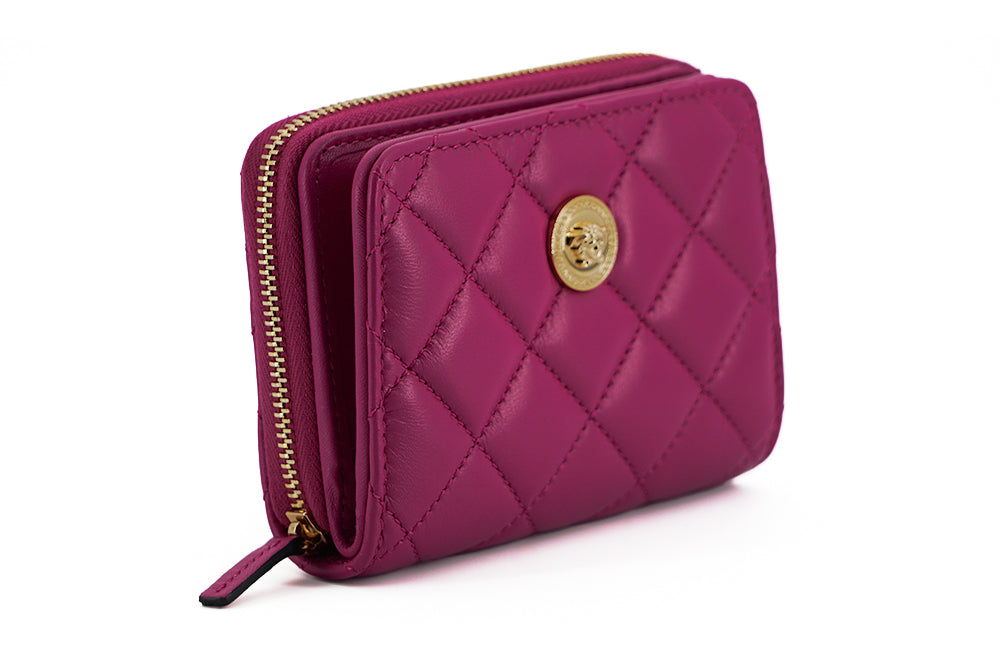 Versace Elegant Purple Quilted Leather Wallet - MARANOS