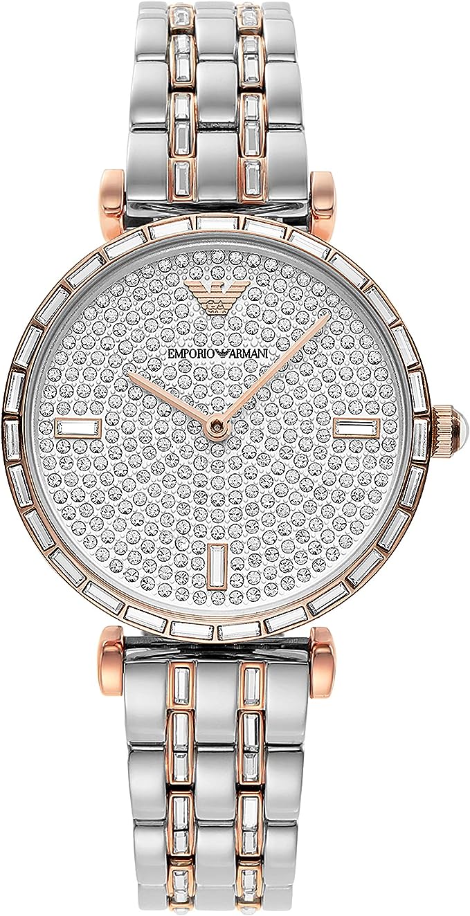 Emporio Armani Elegant Two-Tone Crystal Pave Horloge
