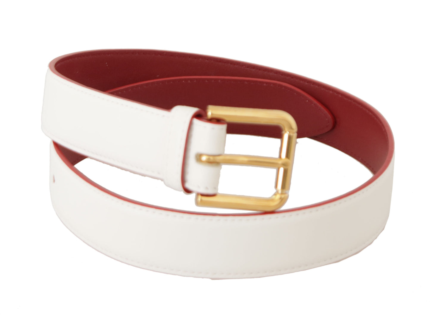 Dolce & Gabbana elegante witte leren riem met gegraveerde gesp