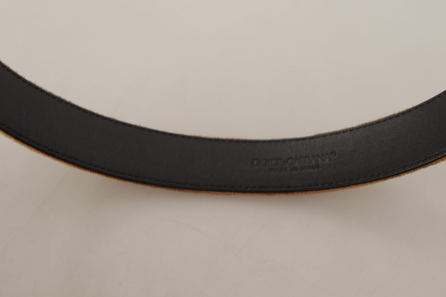 Dolce & Gabbana elegante leren riem met gegraveerde gesp