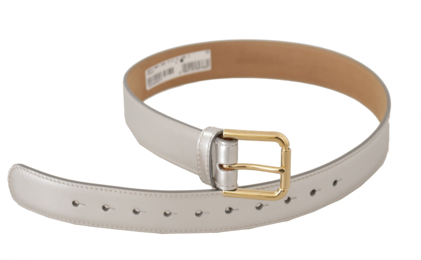 Dolce & Gabbana leren riem met gegraveerde gesp in zilvertint