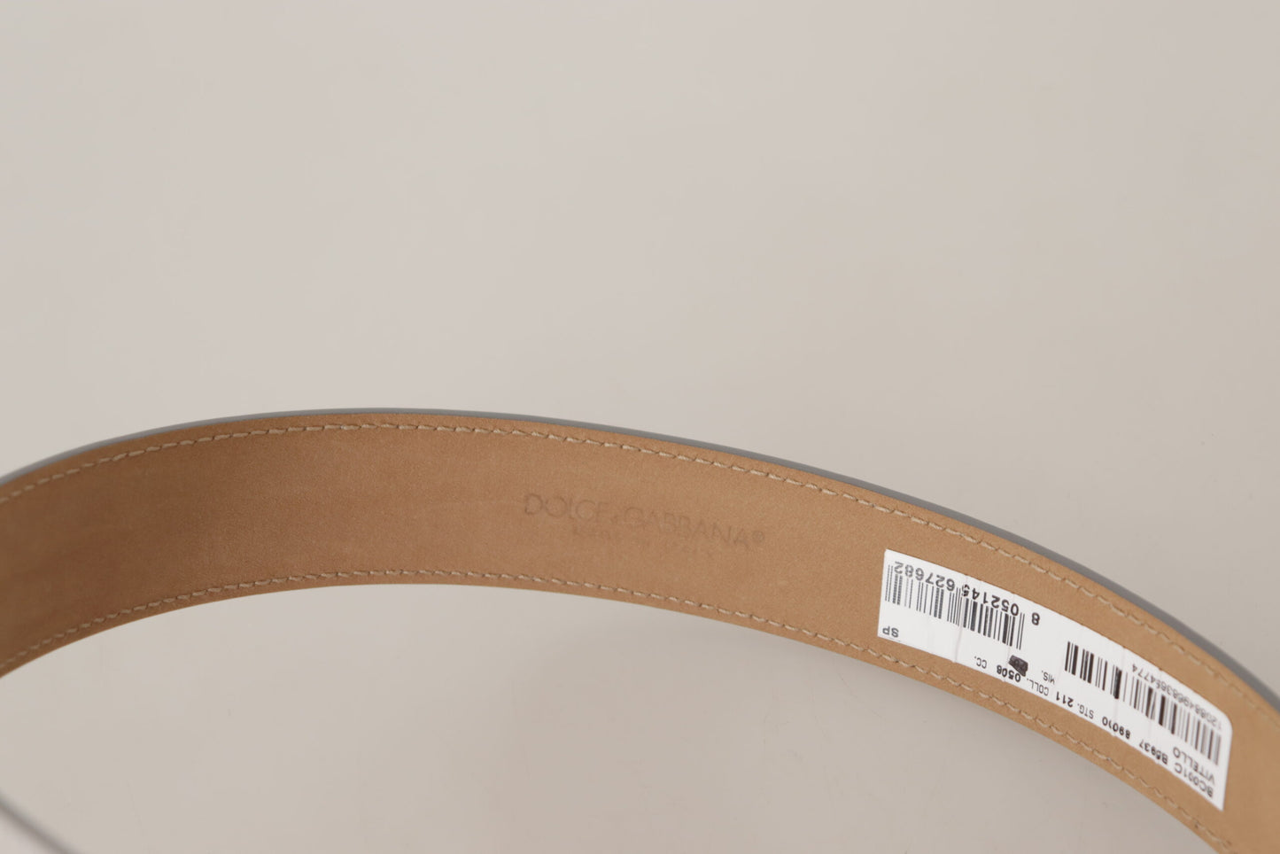 Dolce & Gabbana leren riem met gegraveerde gesp in zilvertint