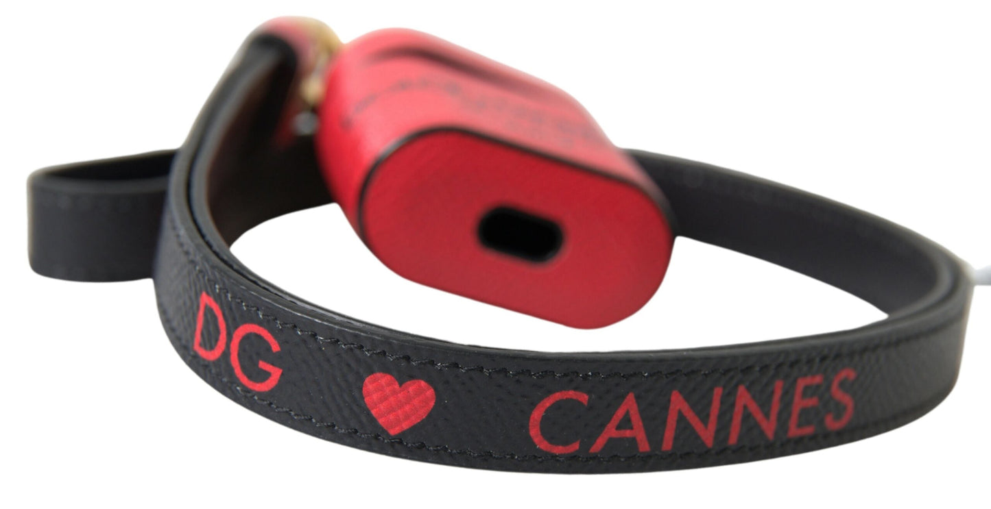 Dolce & Gabbana elegante AirPods-hoes van leer in zwart en rood Dolce & Gabbana