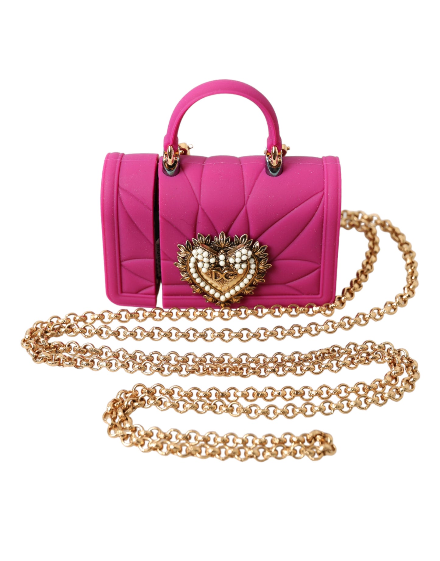 Dolce & Gabbana Stylish Padded Silicone AirPods Case in Pink and Gold
