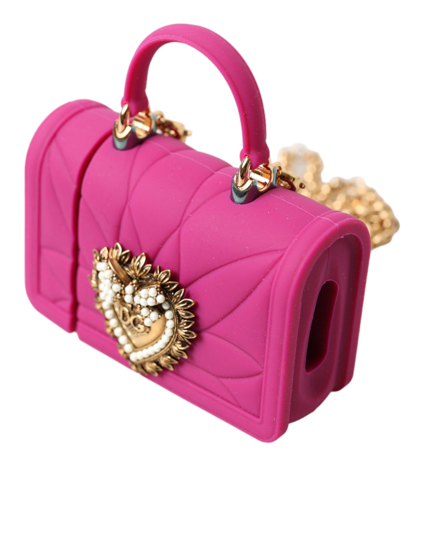 Dolce & Gabbana Stylish Padded Silicone AirPods Case in Pink and Gold