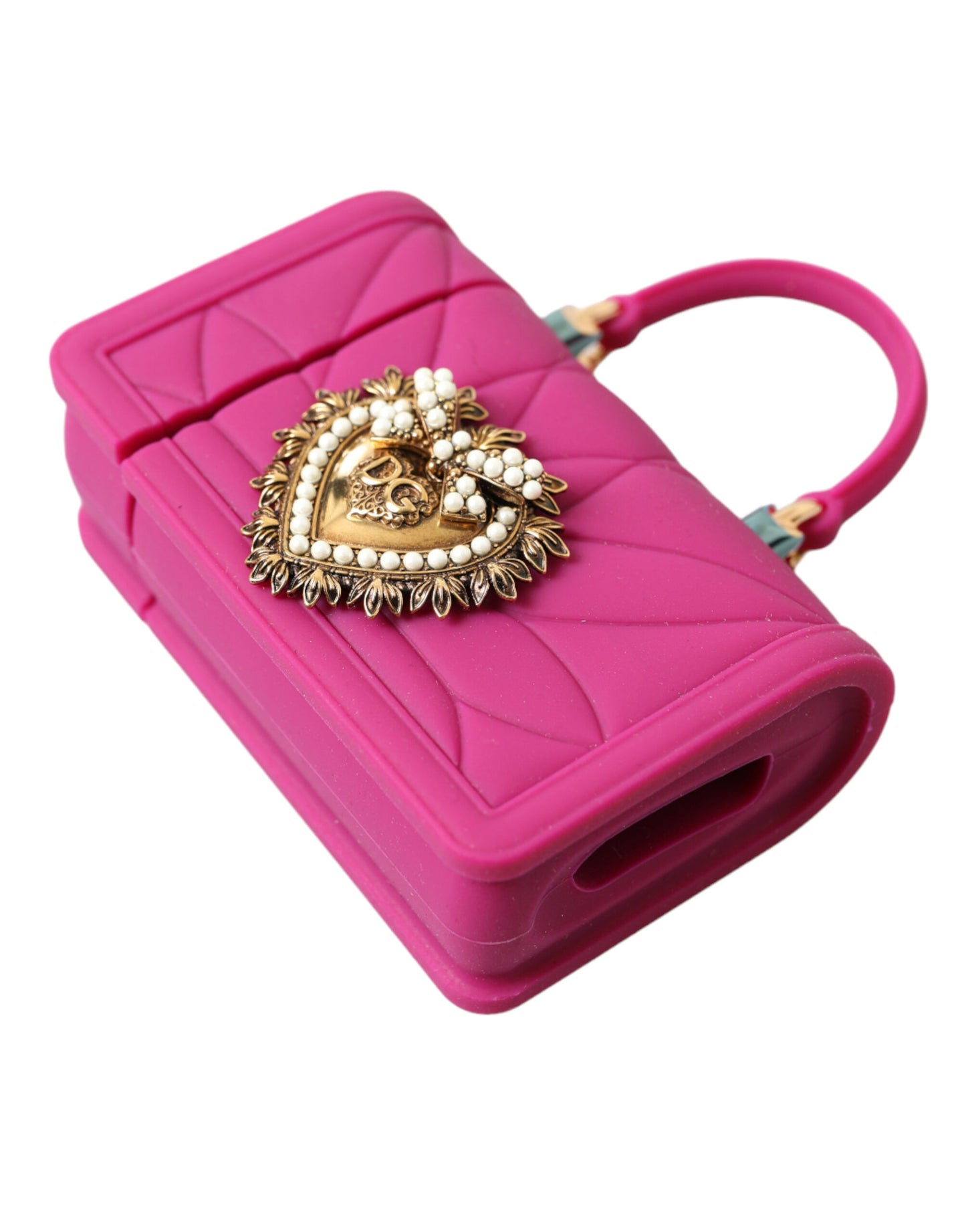 Dolce & Gabbana Stylish Padded Silicone AirPods Case in Pink and Gold
