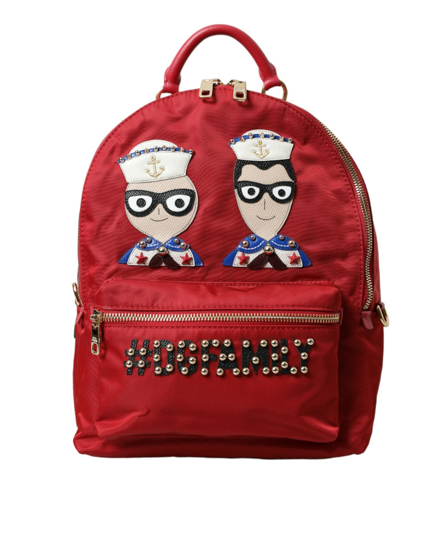 Dolce & Gabbana versierde rode rugzak met goudkleurige details