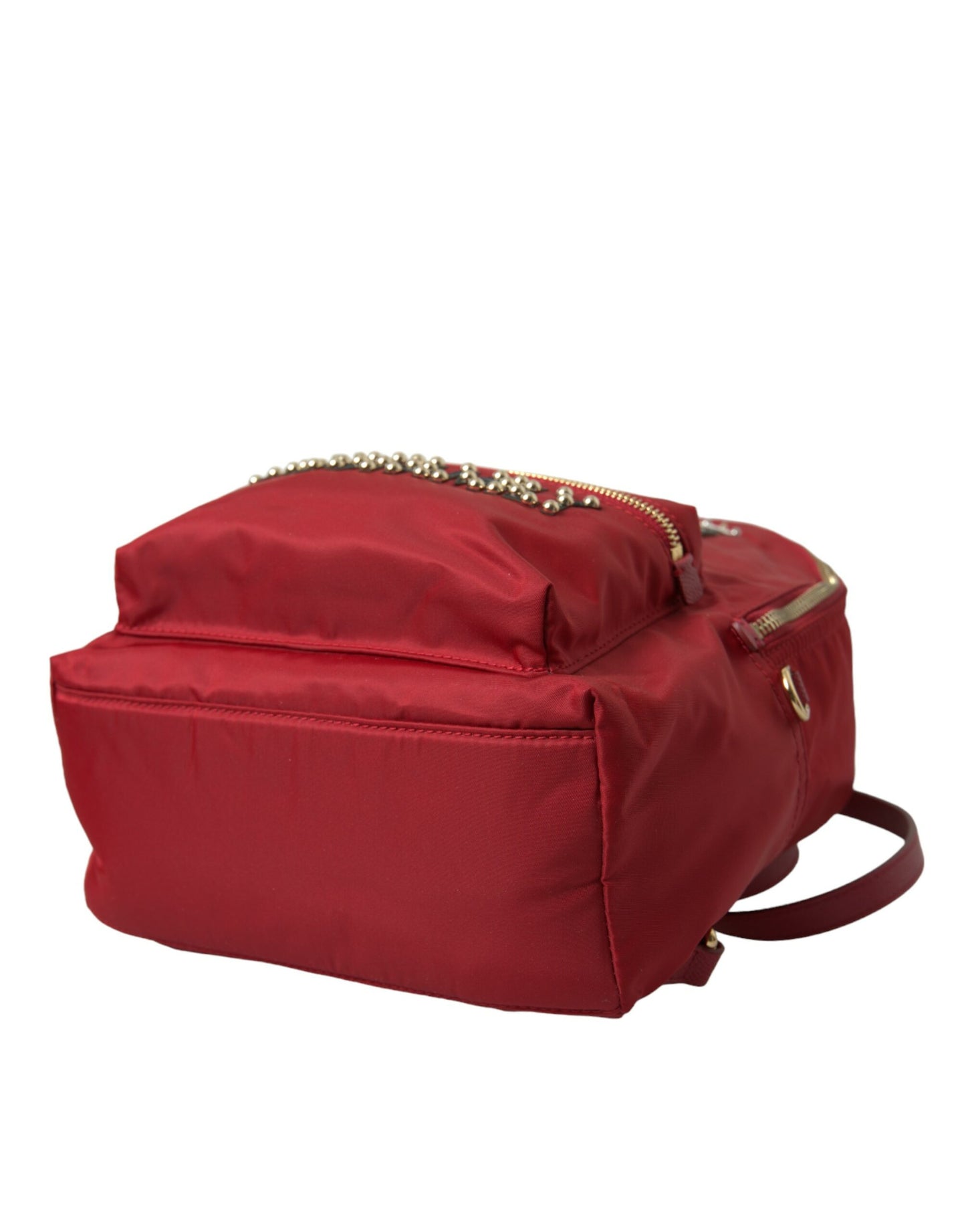 Dolce & Gabbana versierde rode rugzak met goudkleurige details