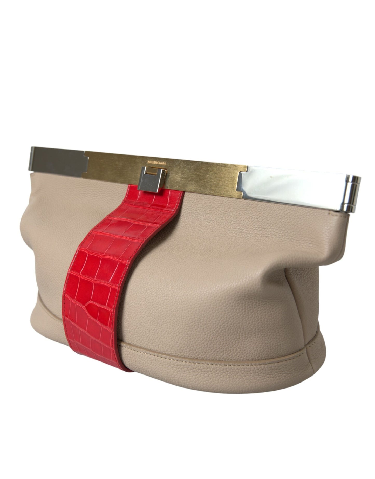 Balenciaga Two Tone Exotische Leren Clutch Balenciaga
