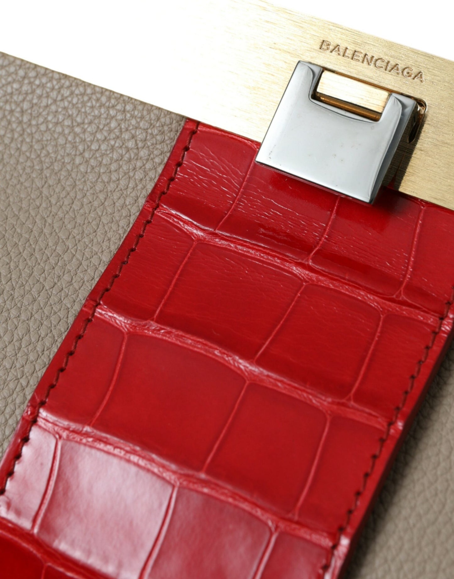 Balenciaga Two Tone Exotische Leren Clutch Balenciaga