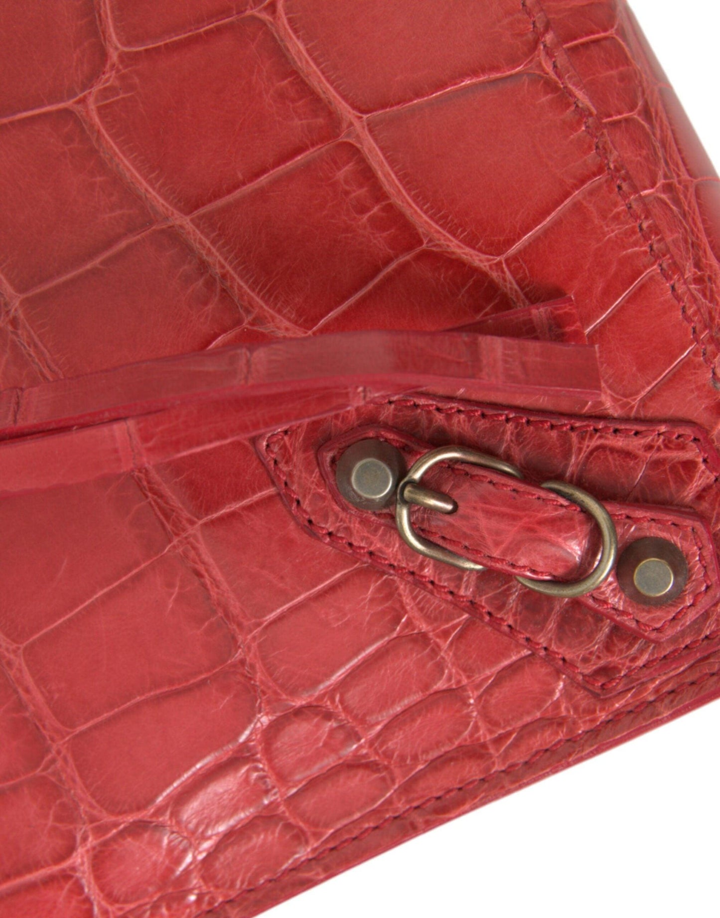 Balenciaga Exotic rode alligatorleren clutch - MARANOS