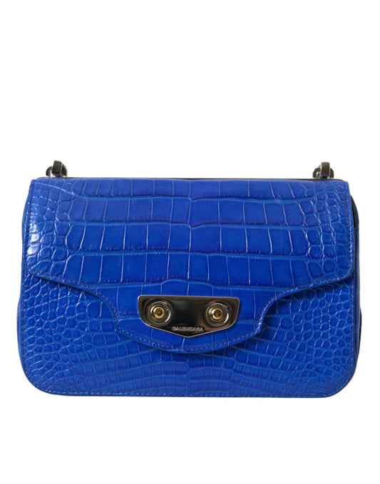 Balenciaga mini schoudertas van alligatorleer in elegant blauw - MARANOS