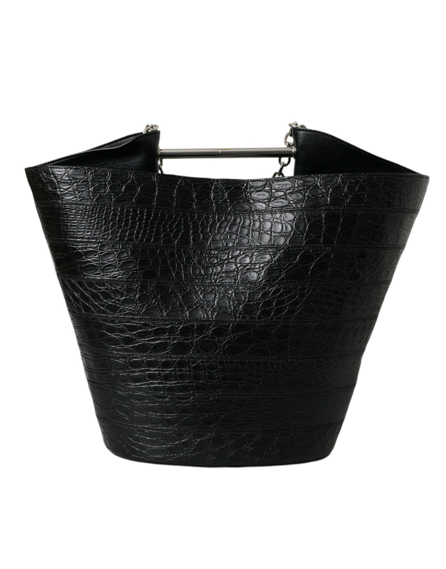 Balenciaga elegante zwarte krokodillenleren maxi bucket bag - MARANOS
