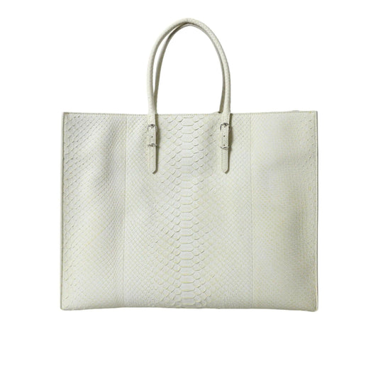 Balenciaga Chic Python Leren Tote in Wit & Geel - MARANOS