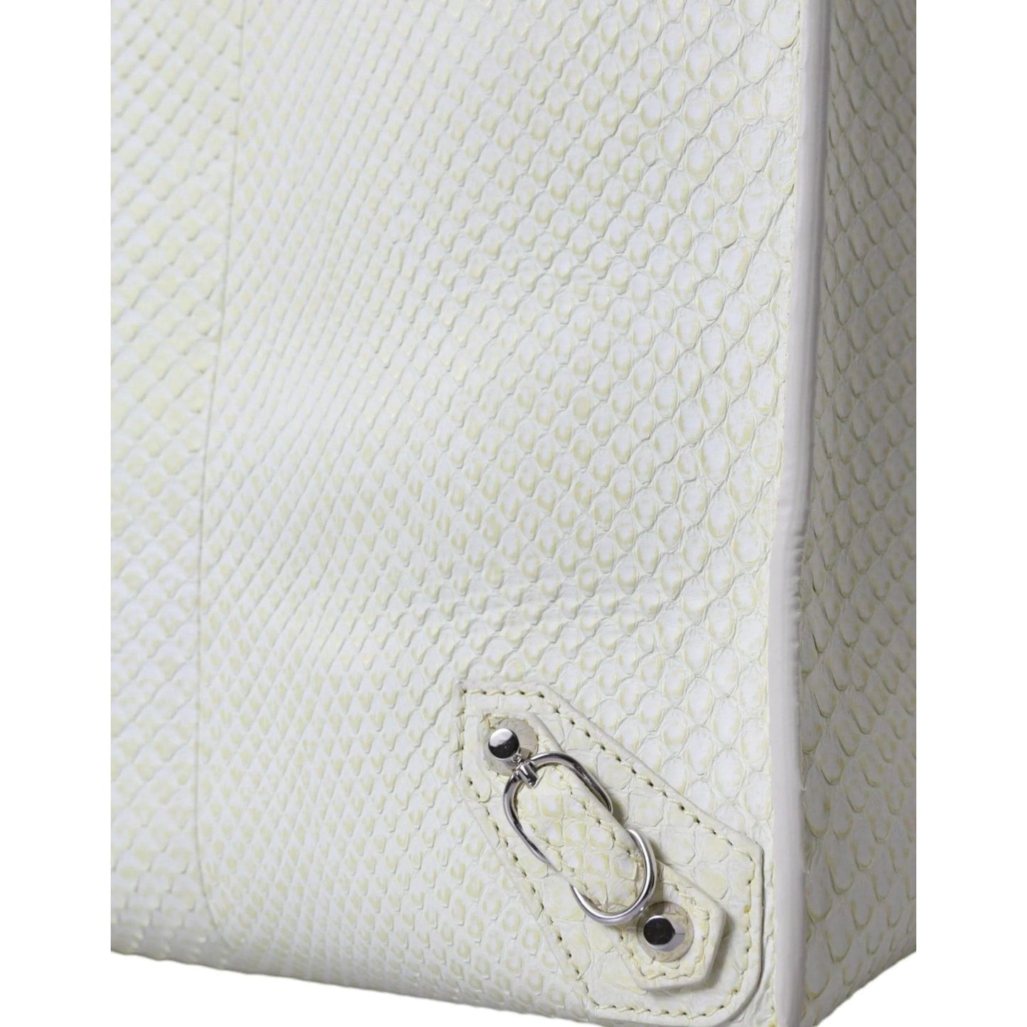 Balenciaga Chic Python Leren Tote in Wit & Geel - MARANOS