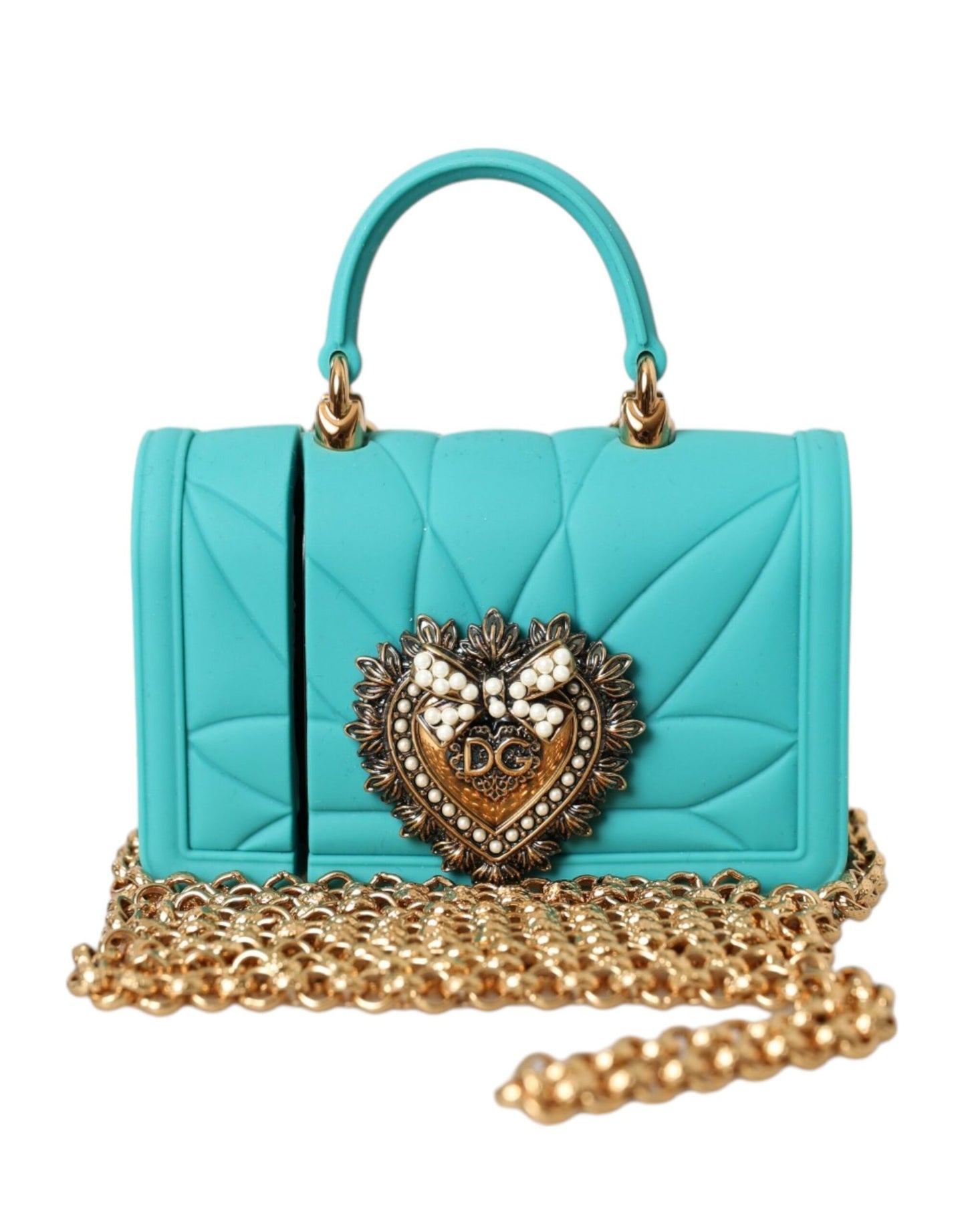 Dolce & Gabbana Turquoise Silicone Devotion Heart Cover Tas Airpods Etui