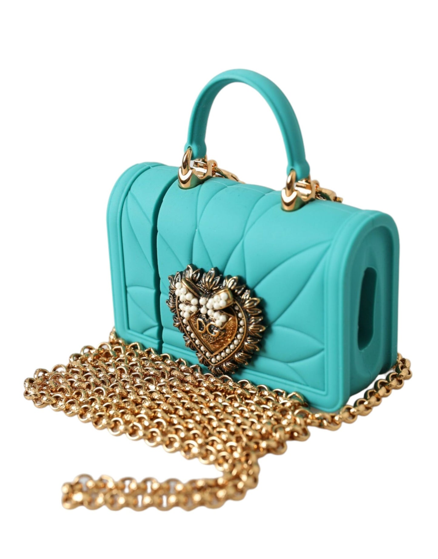 Dolce & Gabbana Turquoise Silicone Devotion Heart Cover Tas Airpods Etui