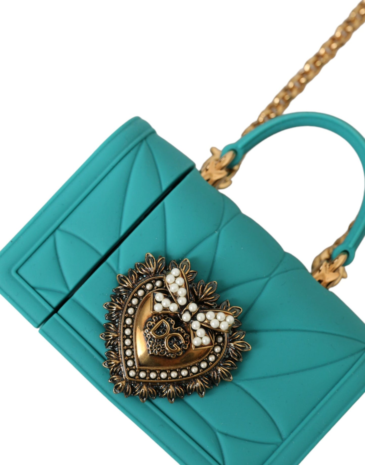 Dolce & Gabbana Turquoise Silicone Devotion Heart Cover Tas Airpods Etui