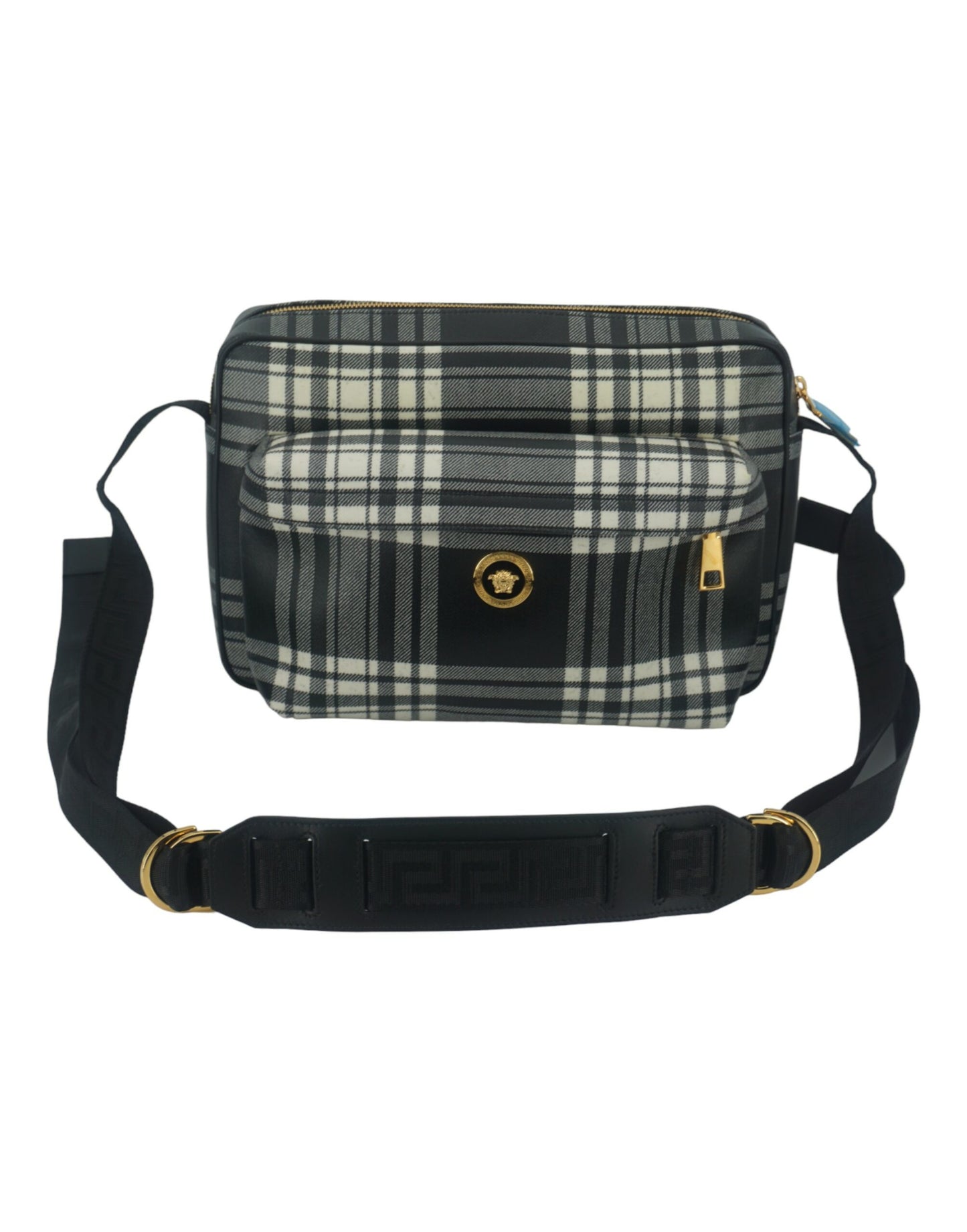 Versace Elegant Grey Leather Crossbody Bag - MARANOS
