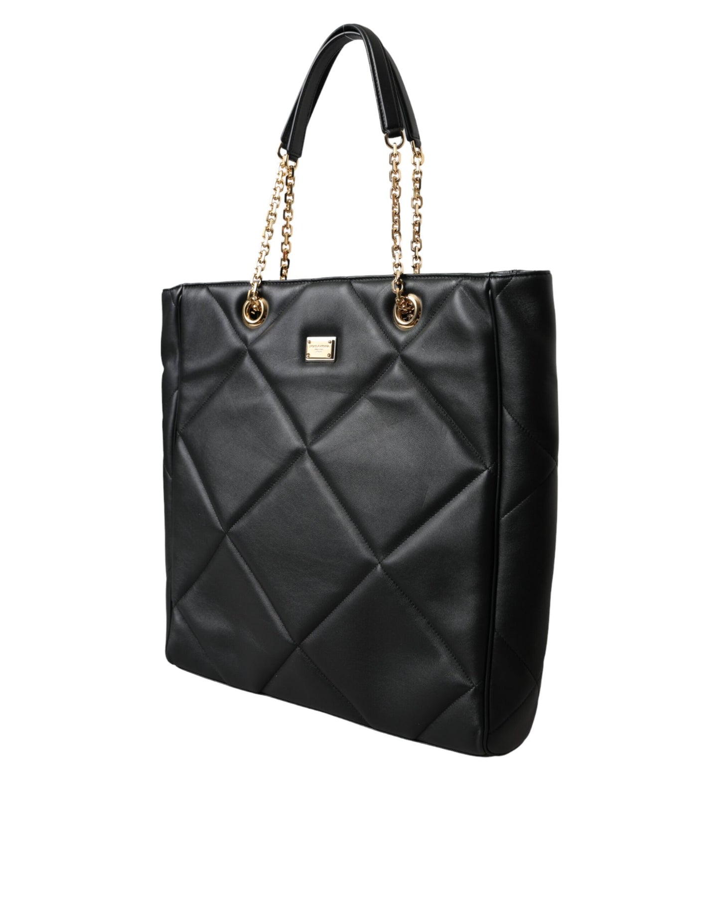 Dolce & Gabbana Zwart Leren JUNGLE Quilted Shopping Tote Tas