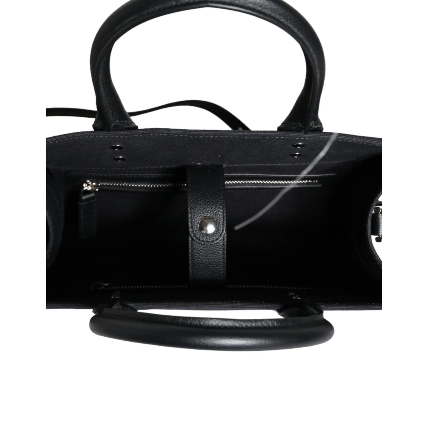 Versace Zwart Top Handle Canvas Leren logo crossbody Tote Tas - MARANOS