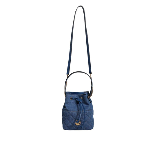 Versace Blauw Quilted Denim Leren crossbody Schoudertas - MARANOS