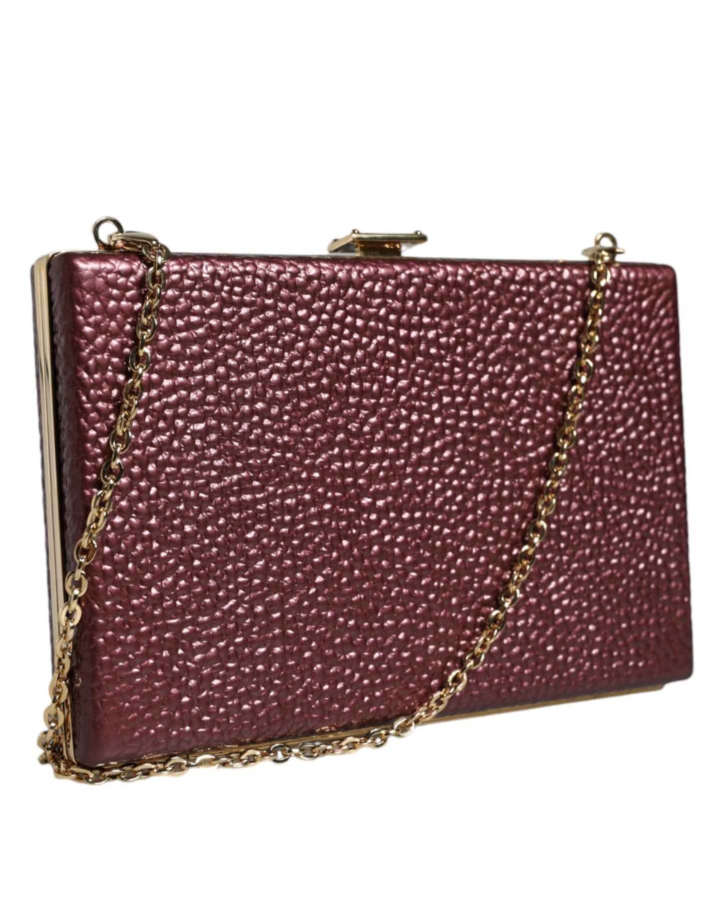 Dolce & Gabbana Maroon Leren Clutch Evening crossbody Tas