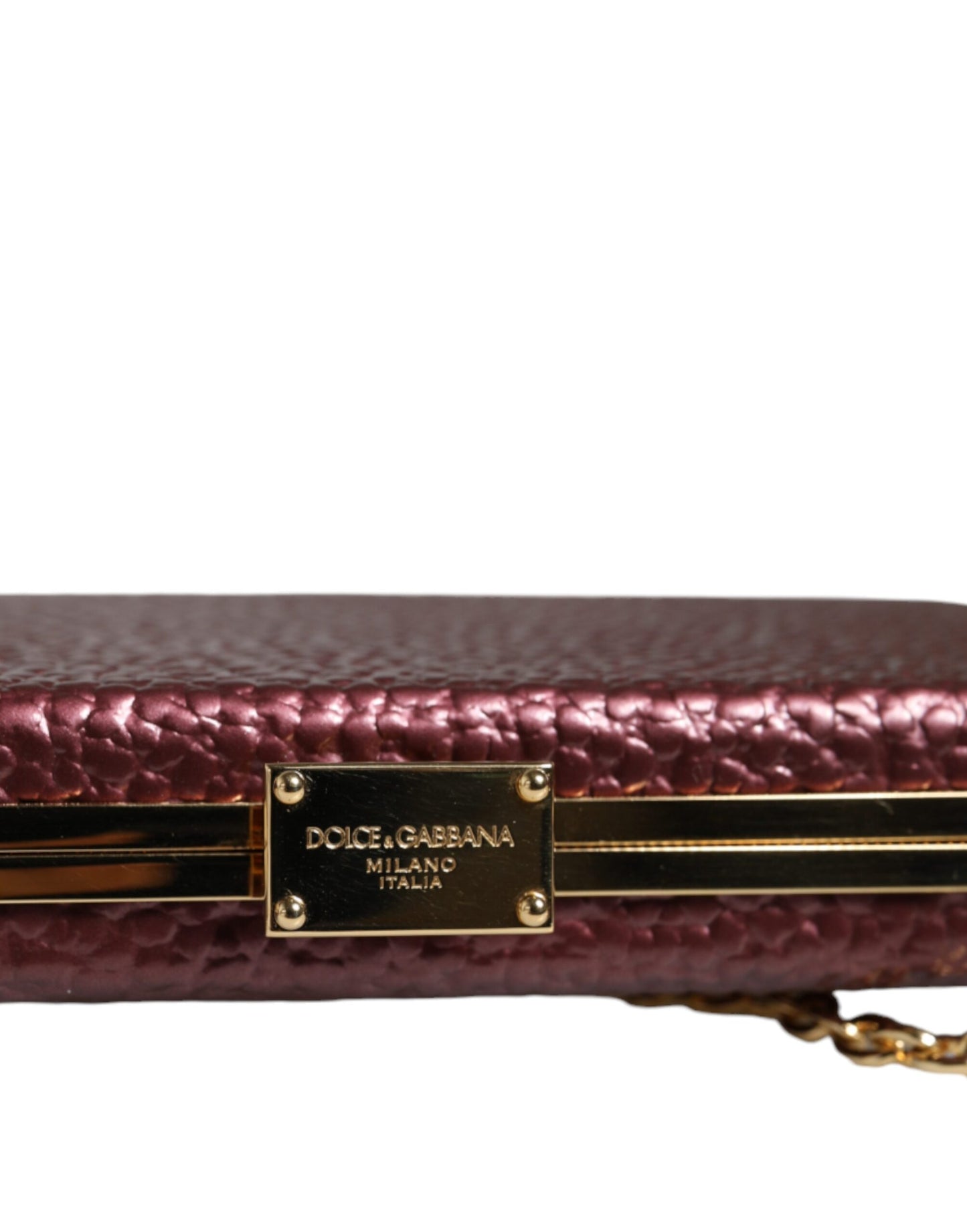 Dolce & Gabbana Maroon Leren Clutch Evening crossbody Tas