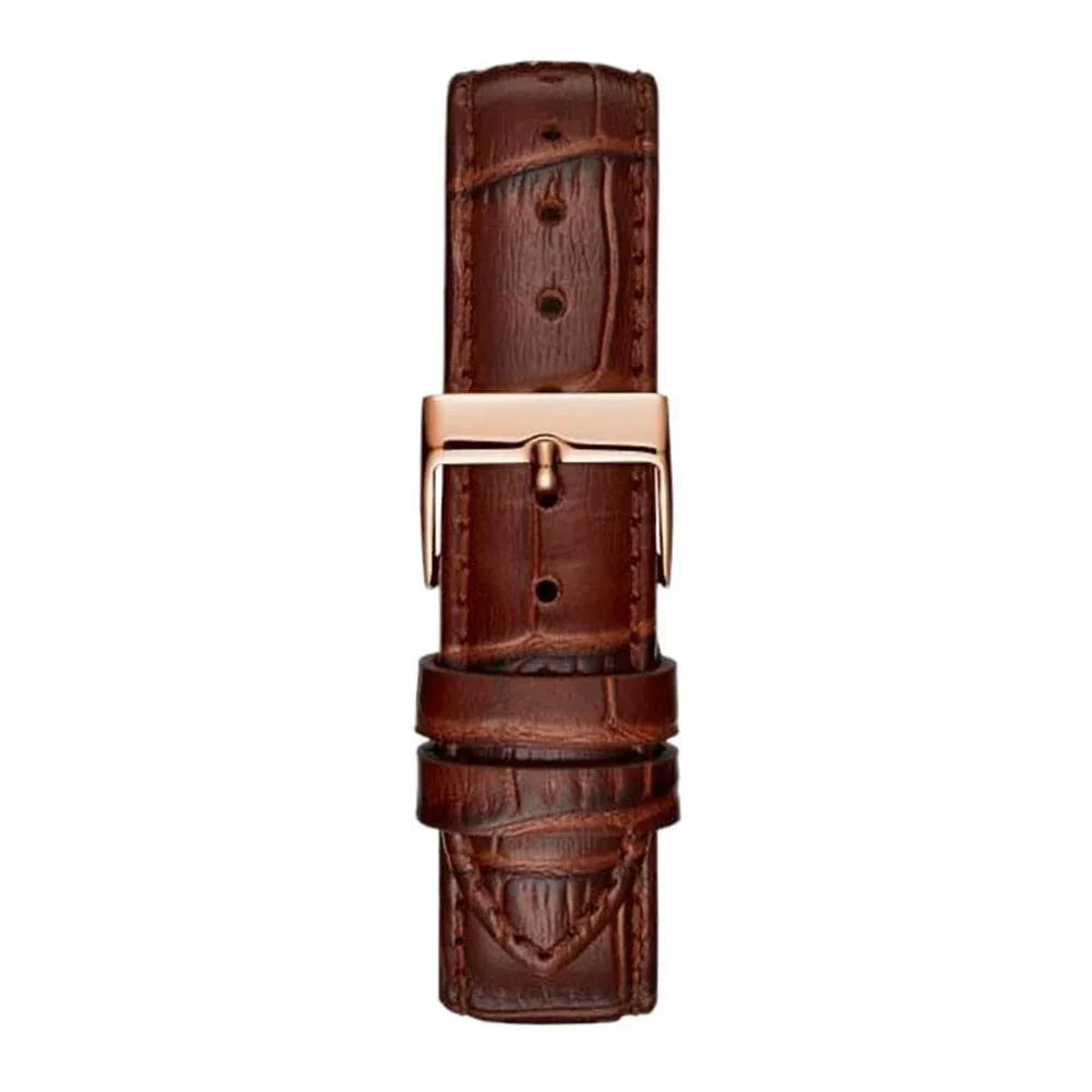Guess horloge met bruine leren band - MARANOS