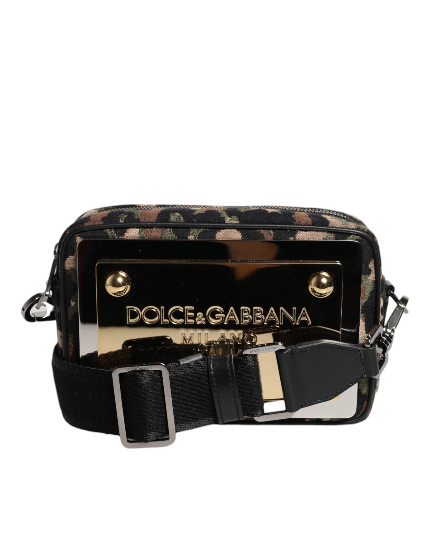 Dolce & Gabbana – Mehrfarbige Umhängetasche aus Jacquard mit DG-Logo und Leopardenmuster