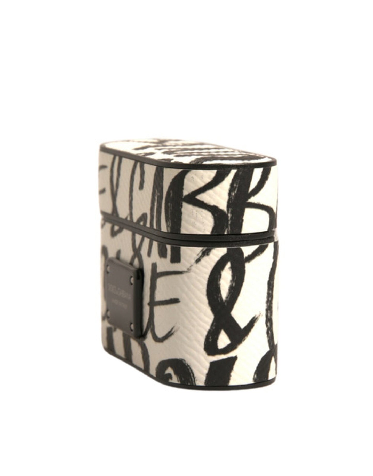 Dolce & Gabbana leren AirPods-hoes in zwart-wit met scribble-print en reliëflogo
