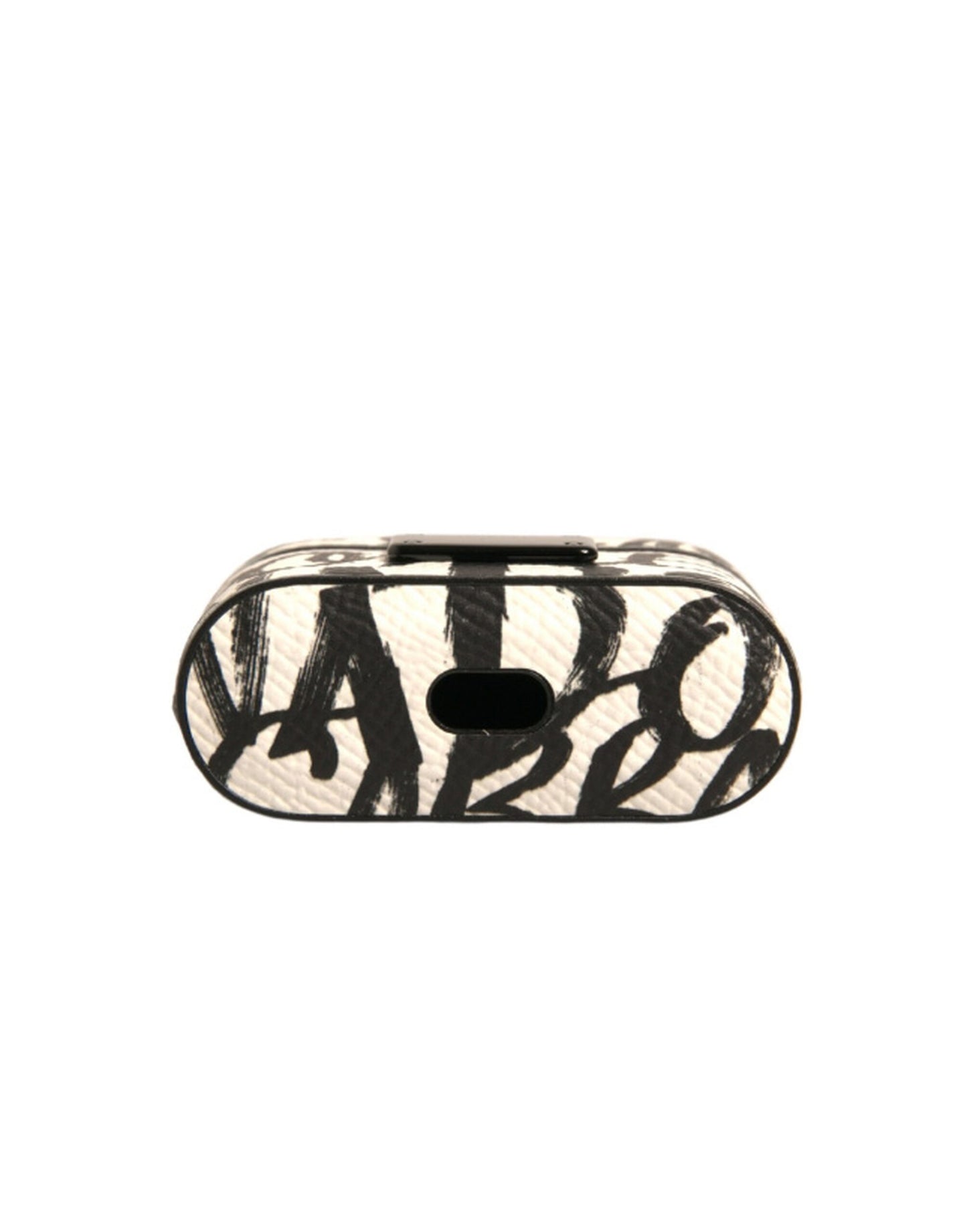 Dolce & Gabbana leren AirPods-hoes in zwart-wit met scribble-print en reliëflogo