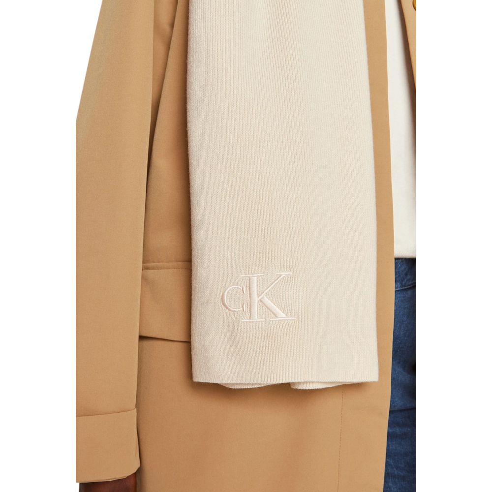 Calvin Klein Cream Recycled Polyester Scarf - MARANOS