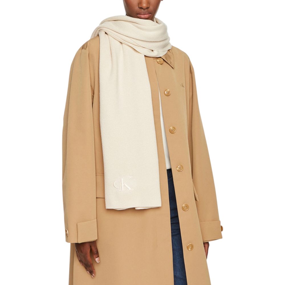 Calvin Klein Cream Recycled Polyester Scarf - MARANOS