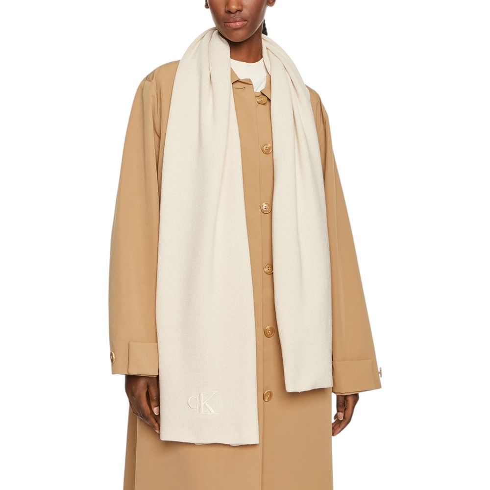 Calvin Klein Cream Recycled Polyester Scarf - MARANOS