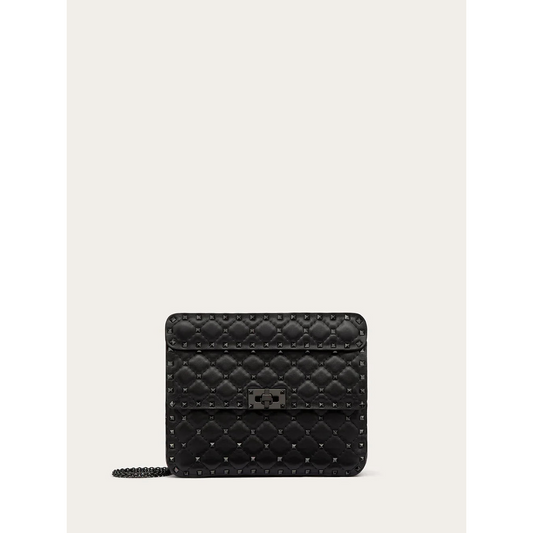 Valentino Garavani Zwart Nappa Leren Middelgrote Rockstudt Spike Tas - MARANOS