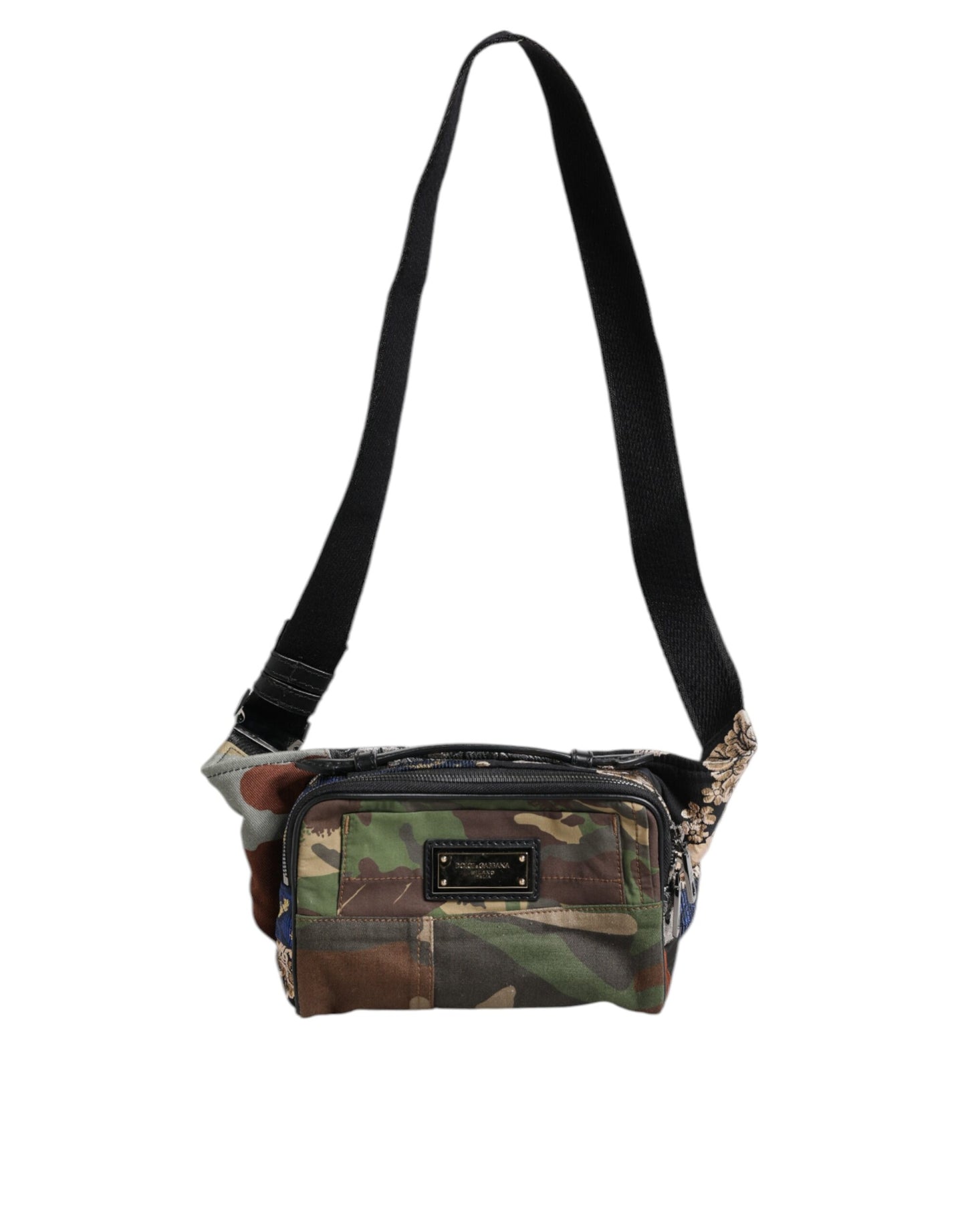 Dolce & Gabbana Multicolor Camouflage Patchwork logo Waist Fanny Pack Tas